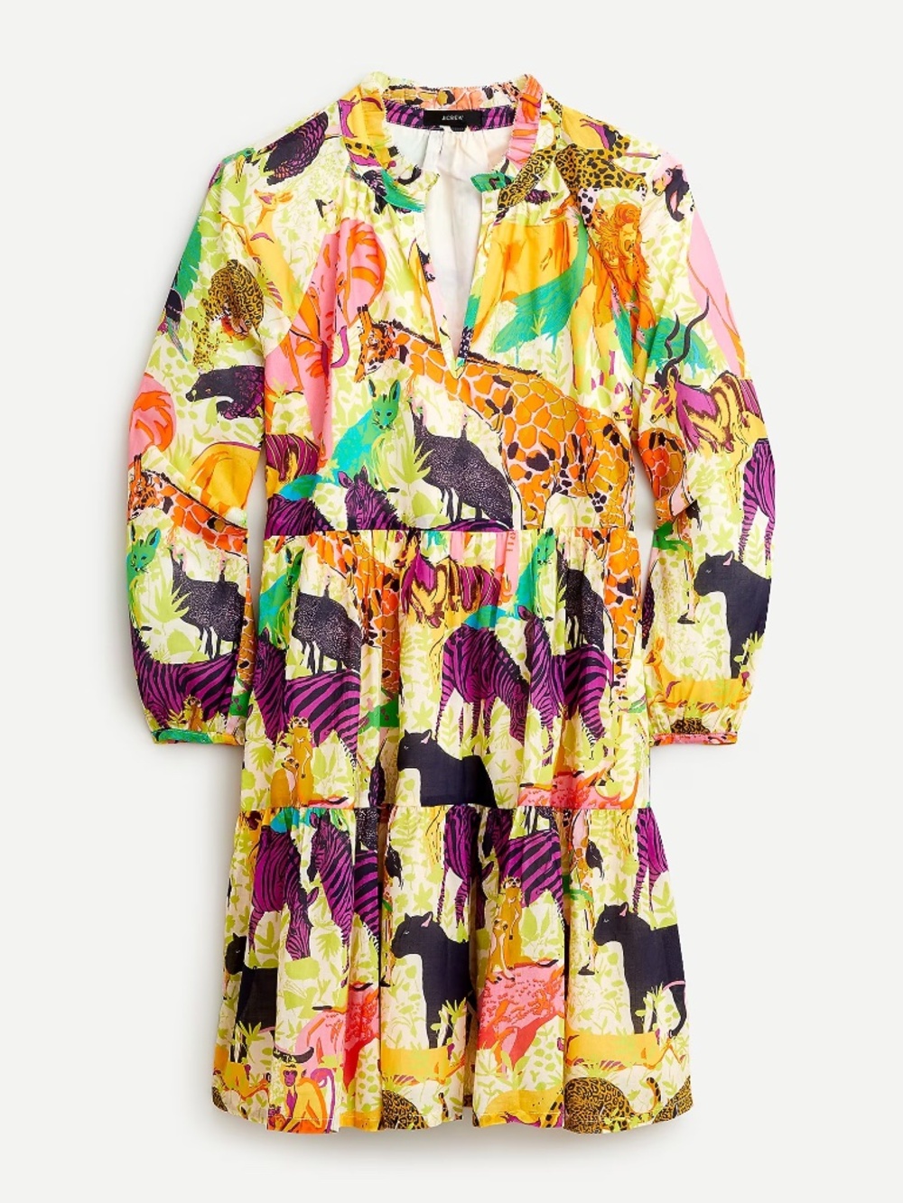 J Crew 100% Cotton Tiered popover dress in Ratti® safari print